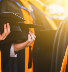 Graduation caps at a ceremony
