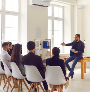 Instructor presenting to a classroom